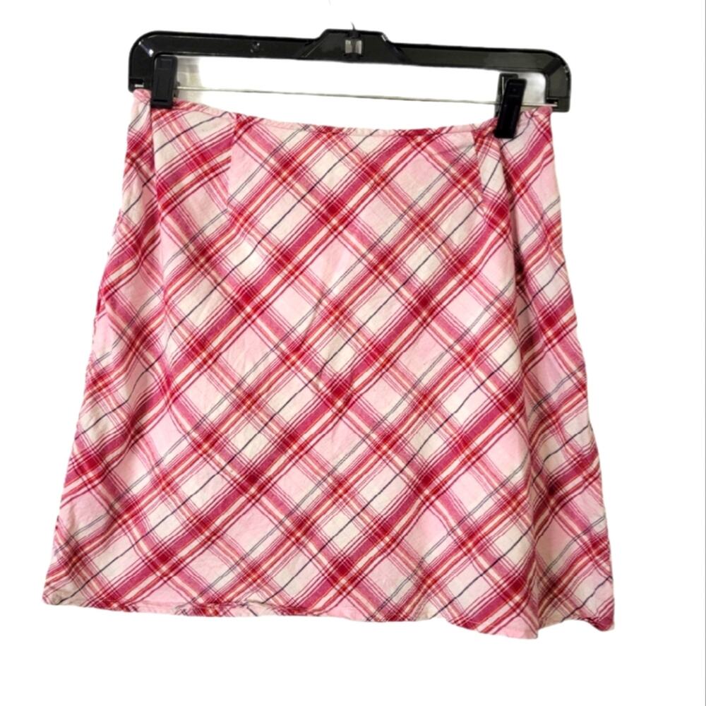 Express Plaid Pink and Red Skirt Size 7/8 Cotton
